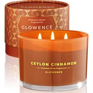 Luxury Cinnamon Scented Fall Candle - Housewarming Fall & Christmas Candle for Home - Elegant Gift for Women & Men - 100% Natural Soy Wax - Large 3 Wick Jar Candle - Up to 40 Hours Burning Time