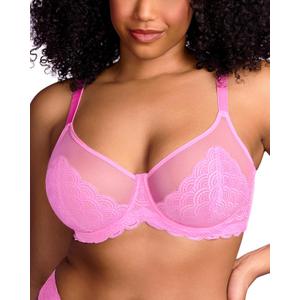 HSIA Minimizer Bras for Women Large Bust Full Coverage Lace Plus Size Bra - Mermaid Scales (Pink)
