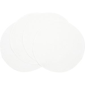 SHACOS Round Braided Placemats Set of 4 Washable Round Table Mats for Dining Table 15 inch (White, 4)