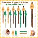 50 Set Employee Appreciation Gifts Bulk Inspirational Pickle Potato Pens and Keychains with Motivational Cards Positive Valentines Gift for Coworker Staff Office Party Favor