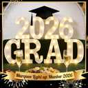 2026 Graduation Decorations 8 LED Marquee Light-Up Letters,"Grad 2026"for Preschool, Kindergarten, School, and College Party Dcor