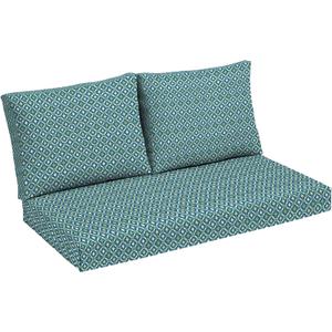 Arden Outdoor Loveseat Cushion Set, 48 x 24, Rain-Proof, Fade Resistant, Cushion Set for Couch, Bench, and Swing Alana Tile