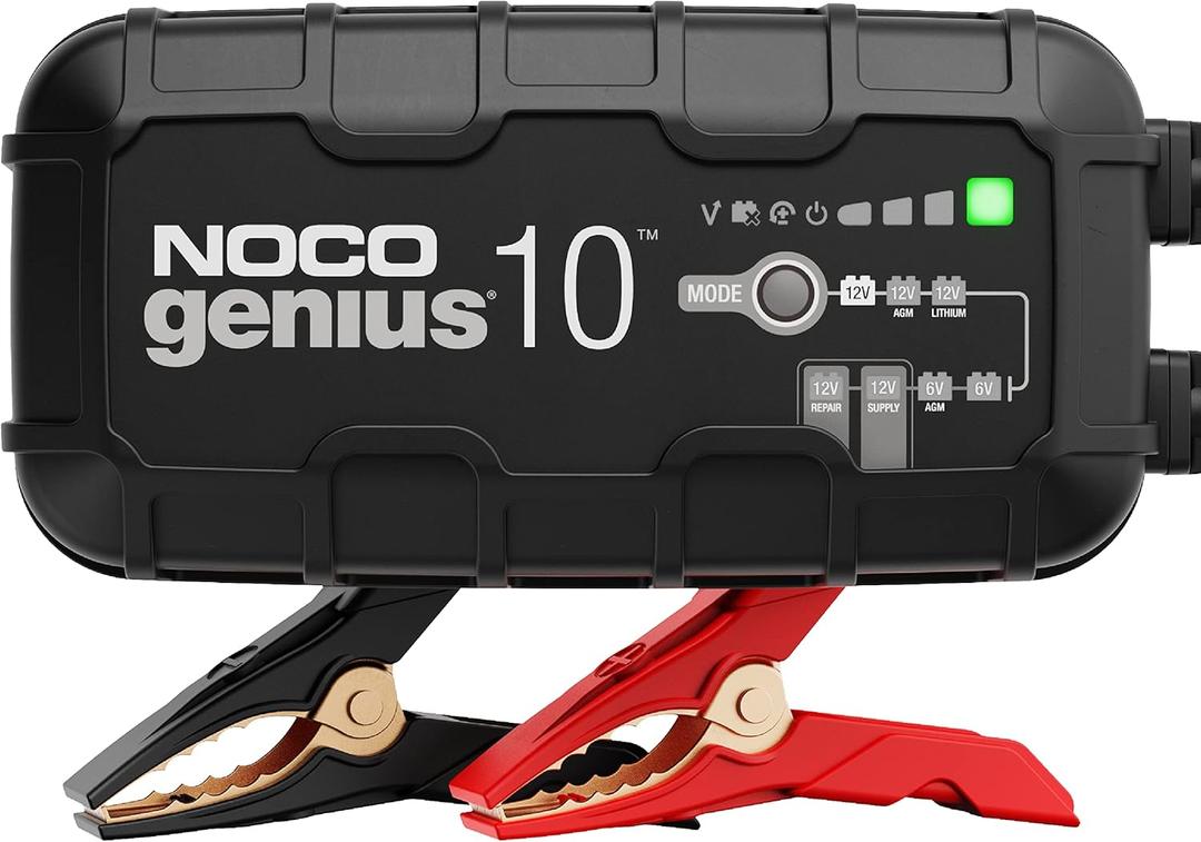 NOCO GENIUS10: 10A 6V/12V Smart Battery Charger  Automatic Maintainer, Trickle Charger & Desulfator with Overcharge Protection & Temperature Compensation  For Lead-Acid & Lithium Batteries