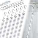 Shimeyao 6 Pack Curtain Pull Wand Stainless Steel Iron Drapery Pull Rod Versatile Metal Drapery Wand with 5 Rings and 5 Hooks for Opening Closing Curtains Homes Offices Window(Silver, 46 Inch)