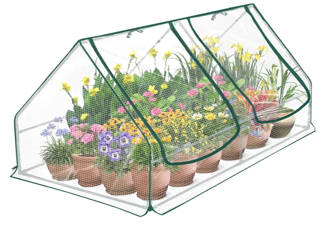 Mini Greenhouse High Light Transmission 75" x 39" x 34" Portable Green House, Compatible with 6x3x1 Ft Raised Garden Bed Planters, Reinforced Waterproof Hot House for Indoor and Outdoor, Clear Cover