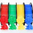 1.75mm 3D Printer PLA Filament 4 in 1 Bundle: Red, Blue, Yellow, Green, 4 Bright Colors Packed, 250g/Spool, 4 Spools Packed, Widely Fit for 3D Printer/3D Pen; Total 1Kg 3D Printing Material
