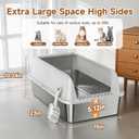 Stainless Steel Cat Litter Box XL for Big Cats, High-Sided Design Prevents Urine Leakage, Non-Stick, Easy to Clean, Includes Scoop, Gray