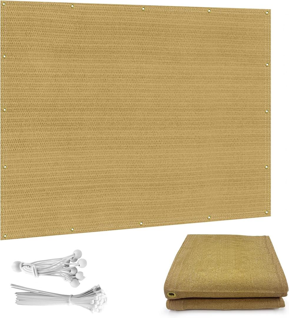 Sun Shade Cloth, Sun Shade Screen Fabric Shade Cover Tarp with Grommets for Pergola, Garden, Outdoor, Patio, Deck, Backyard (Beige 10 * 12FT, 95%)
