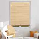 Cordless Bamboo Roman Shades, Blackout Natural Bamboo Blinds for Indoor Windows, Roll Up Blind Privacy Shade for Home, Office, Door, UV Resistant & Easy to Install, 44" W x 64" H, Natural