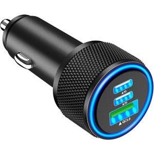 USB C Car Charger, Rombica 3-Port 67W PD Dual USB-C USB-A Power Cigarette Lighter Adapter PD/QC Type C Car Charger Fast Charging for iPhone 16 16 Pro 15 14 13 12 11/Galaxy S25 S24 S23/Pixel/iPad Pro