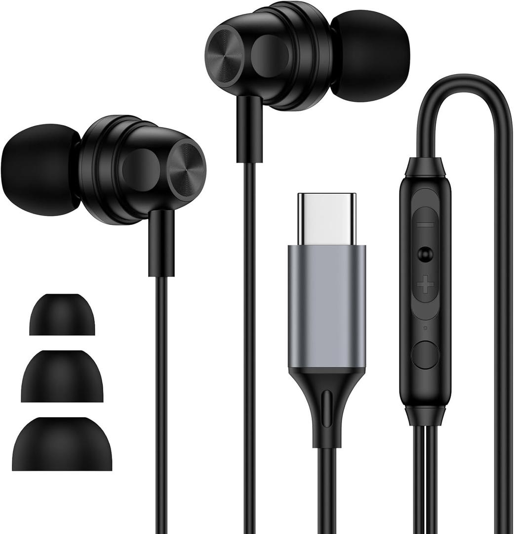 USB C Samsung Headphones Wired Earbuds for Samsung Galaxy A16 A36 5G A56 A15 A14 A17 A54 A35 S26 Ultra S25 FE S24 S23 S22 S21 Wired Ear Buds Type C Earphone with Microphone Volume Control Bass Stereo