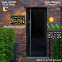 Lighted Welcome Sign Solar Powered, Waterproof RGBW Color Changing, Illuminated Welcome Plaque with Double Stakes for Front Door Proch Yard Home Party Outside Decor