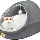 Jiupety Cute Cat Beds for Indoor Cats, Cat Cave Bed for Kittens, Burrowing Puppy Bed with Anti-Slip Bottom, Washable Removable Cushion, L(19"x17"x16"), Dark Gray