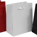 100pk Extra Small Gift Wrap Paper bags with Ribbon Handles(4.5x5.5x2.5in), for Party Favors, Baby Shower, Weddings,Holidays,Graduation,Birthdays,Celebrations,Bridesmaids Gifts,Bulk Solid Color (red)