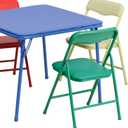 Flash Furniture Mindy Kids 5-Piece set Folding Square Table and Chairs Set for Daycare and Classrooms, Children's Activity Table and Chairs Set, Multicolor