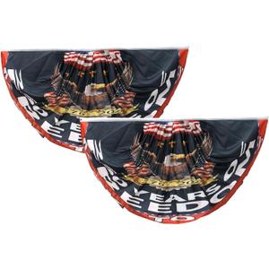 2 Pcs 250 Anniversary Fan Flag,Blessings America USA Flag 250th,1776-2026 Commemorative,4th of July Anniversary Celebration,with Eagle Design,Half Fan Flag Patriotic Holiday decorations,3 x 6 Ft.