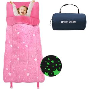 Kids Sleeping Bag for Girls & Boys, Large Kids Sleeping Bag with Pillow, Glow in The Dark Slumber Bag,Soft and Comfortable for Childern Daycare, Sleepovers Travel (pink)