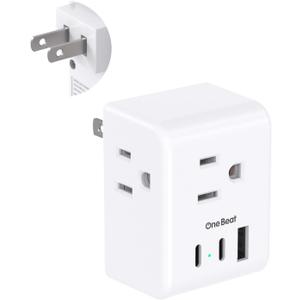 US to Japan Plug Adapter - One Beat Japan Power Travel Adapter with 3 Outlets 3 USB Ports(2 USB C), 2 Prong to 3 Prong Outlet Adapter, Type A Plug Adapter for USA to Japanese Philippines China Canada
