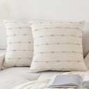 YEENAASY Boho Throw Pillow Covers 18x18 Set of 2 Modern Farmhouse Decorative Cushion Case Tufed Square Pillows Cover Neutral Pillow Cases Accent Pillowcase for Sofa, Couch, Bed, Beige and Green