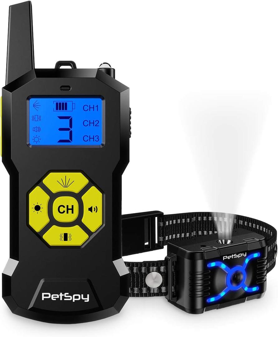 Citronella Spray Dog Training Collar with Remote up to 2700Ft w/4 Humane Training Modes, Spray, Vibration, Beep, Light - Waterproof No Shock Anti-Bark Collar for Small Medium Large Dogs