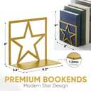 GEOMOD Gold Star Metal Bookends Heavy Duty for Desk & Shelves, Non-Slip Metal Bookends for Bookshelf End Holders, Modern Decorative Book Ends Gold, Book Holder for Office, Study & Home Library 2 Pairs