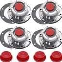 Hub Cap 3434024 Aluminum Hubcaps for Trailer Axle with Extra 4 Rubber Plugs and Gaskets Replaces Stemco 343-4024(Pack of 4)