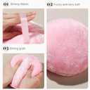 Teenitor Powder Puff 5.5" Extra Large Powder Puff and Container, Dusting Powder Container with Puff, Glass Crystal Powder Container for Body Powder Puff Pink