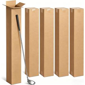 5 Pack Golf Club Shipping Boxes, 48x4x4 Inch Tall Corrugated Cardboard Golf Club Box for Shipping, Packaging, Moving, Mailing