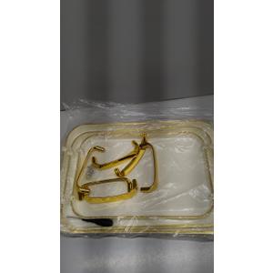 3 Pack Serving Tray with Handles, Stackable Reusable Trays for Serving Food, Plastic Serving Platters for Party, Charcuterie, Fruit, Appetizer, Cream Gold