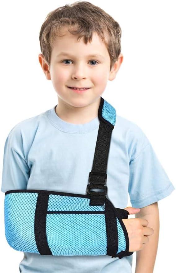 mosago kids arm sling, Lightweight & Breathable Medical Sling with Adjustable Shoulder Strap, Shoulder Mesh Immobilizer Slings for Elbow Injury/Torn Rotator Cuff/Wrist Injury/Surgery, Right or Left, S
