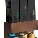 Walnut Wood Pod Dispenser Designed for Nespresso Vertuo Capsules, Freestanding Countertop Pods Rack, Coffee Pods Holder for Home or Office Kitchen Counter, Dispenses 3 Coffee Flavors