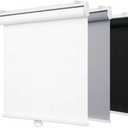 SHADEMOON Blackout Cordless Roller Shades for Indoor Windows,Room Darkening Blind with Spring System Pull Down,Thermal Insulated UV Block Fabric,Home Office (100% Blackout, White,73" W x 72" H)
