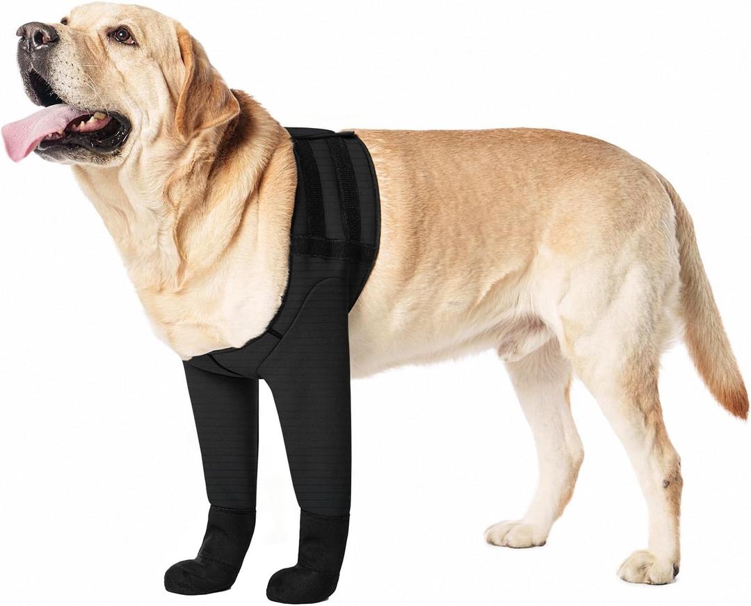 Dog Socks & Boots - Waterproof Anti-Licking Paw Protectors with Non-Slip Bottom, Post-Surgery Recovery Sleeves for Wound Protection (Black, 2XL)