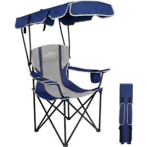FAIR WIND Portable Canopy Camping Chair 380 LBS Capacity Heavy Duty Oversized Folding Lawn Chair with Sunshade for Beach, Fishing, Sports & Outdoors