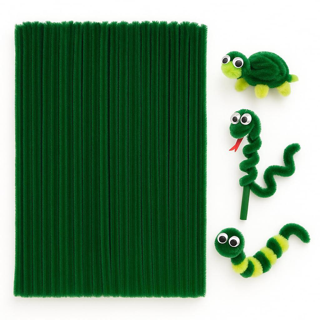 GCQQ Pipe Cleaners Craft - 200pcs Dark Green Pipe Cleaner Bulk for Craft 0.23"X12" Plush Green Chenilles Stems Pipe St. Parker's Day Christmas Pipe Cleaners for DIY Arts Crafts and Cleaning