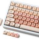 PBT Keycaps, Flesh Pink Foundation Jelly Keycaps MOA Profile, 128 Keys Elegant Cute Custom Key caps for Cherry Gateron MX Mechanical Keyboard, Ergonomic, No Tear & Never Fades