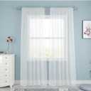 UPOPO White Sheer Curtains 92 inches Long Living Room Kitchen Dining Curtain Sheers 2 Panels Voile Transparent Bedroom Drapes Linen Textured Rod Pocket Window Treatment Set 42"X92"