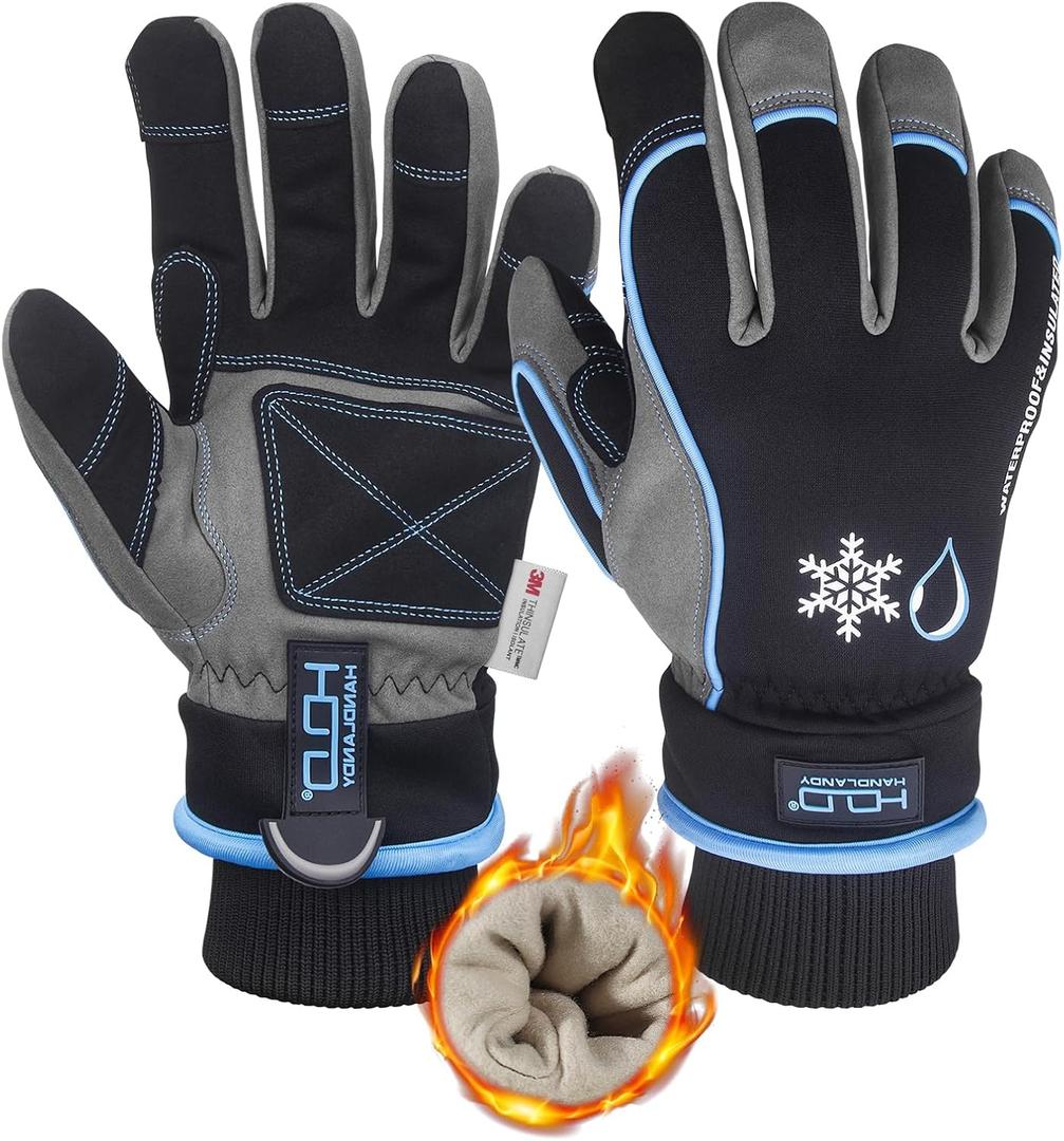 KONGOUARD Waterproof Winter Work Gloves for Men Women, 3M Thinsulate Thermal Ski Touch Screen Warm Freezer Gloves