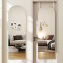Door Mirror, Arched Full Length Mirrors Over The Door, 14"x 48" Hanging Mirror, Wall Mirror, Full Body Mirrors, White