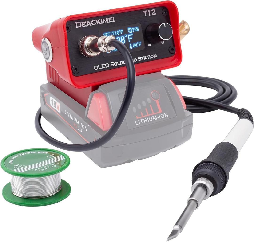 Cordless Soldering Iron Station for Milwaukee 18V Battery, Temperature Adjustable, Auto Sleep & Low Voltage Protection, C/F Conversion, OLED Digital Display, Lead-Free Solder (Tool Only)