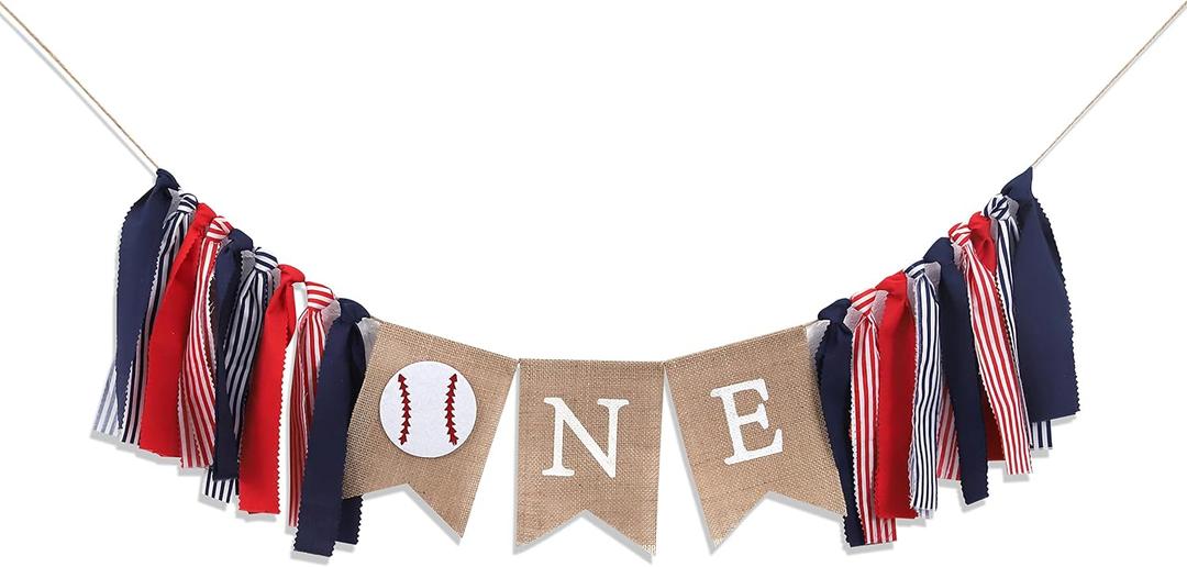 Baseball 1st Birthday Banner - All-Star Crown, High Chair Banner, Cake Flag, Our Little All-Star Decoration
