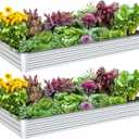 2PCS 8x4x1FT Galvanized Raised Garden Bed, Galvanized Planter Raised Garden Boxes Outdoor, Large Metal Raised Garden Beds for Vegetables-Silver