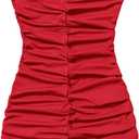 EXARUS Girls Spaghetti Strap/Long Sleeve Formal Dresses Teen Bodycon Ruched Party Prom Dance Graduation Fancy (10 Years, Plain Red)