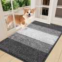Smiry Dog Door Mat for Muddy Paws, Absorbs Moisture and Dirt, Low-Profile Entryway Mat with Non-Slip Backing, Entry Indoor Outdoor Doormat for Inside Floor (36x24 Inches, Grey, Striped)