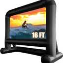HuaKastro 16 FT Outdoor Inflatable Projector Screen One-Piece Design, Easy Setup Blow-Up Screen with Quiet Fan, Perfect for Backyard Movie Nights & Events (Stable Base)