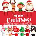 4 x 6PCS Christmas Straw Cover Cap for Stanley Cup, Silicone Straw Topper for Stanley 30&40 Oz Tumbler with Handle, 10mm Drinking Straw Tip Covers for Christmas Gifts. (Color 2)