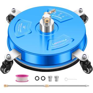 14" Pressure Washer Surface Cleaner with 4 Wheels - Coated Blue Stainless Steel Surface Cleaner for Pressure Washer Attachment for Concrete, Driveway, Patio, Sidewalk, Deck and Driveways - PWS14B