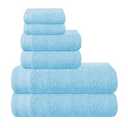 Ultra Soft 6 Pack Cotton Towel Set, Contains 2 Bath Towels 28x55 inch, 2 Hand Towels 16x24 inch & 2 Wash Coths 12x12 inch, Ideal Everyday use, Compact & Lightweight - Blue