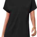 2 Pack Womens Summer Tops Slightly Oversized Short Sleeve Bussiness Casual T Shirts Trendy Clothes Loose Outfit 2025 (XL)