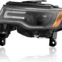 Headlight Assembly Fit for 2016-2021 Grand Cherokee, Xenon/HID Headlamp, w/LED DRL, Driver Left Side, Replace 68266649AH 68266647AD